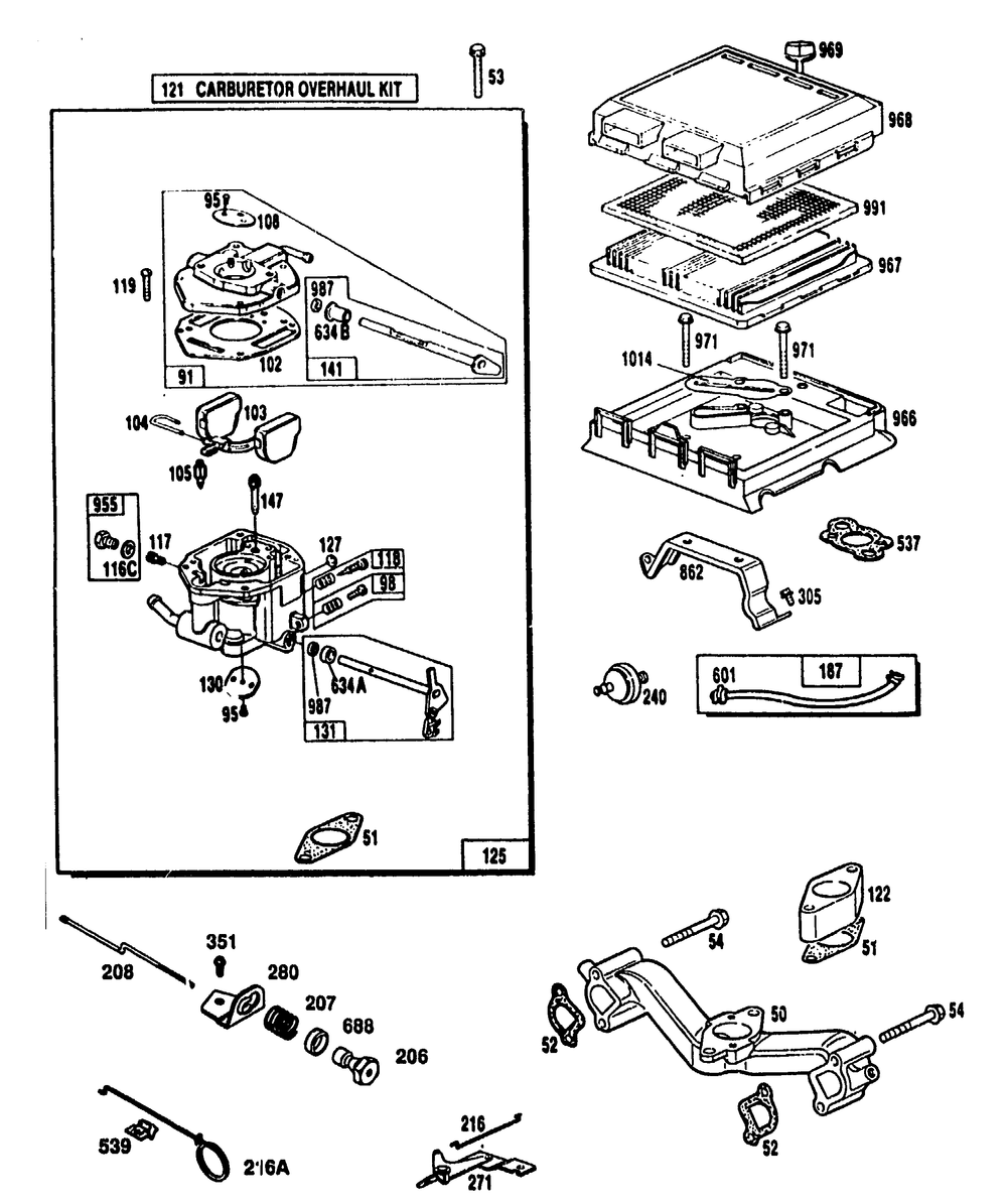 Carburetor Overhaul Kit Diagram and Parts List for 9404-1-3ZC40  Briggs and Stratton Generator